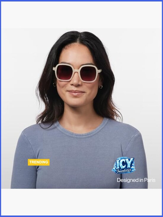 Square Sunglasses with 100% UV Protection, Scratch-Resistant Grey Lenses